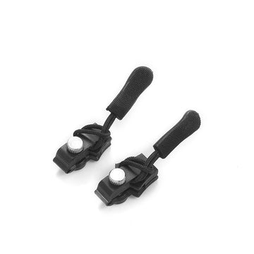 Black universal zipper repair kit clips with fabric strap and metal pin, 30-pack