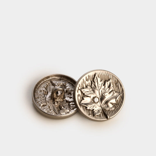 Maple Leaf Metal Sew-On Buttons for Coats & Cardigans, 20-Pack Silver