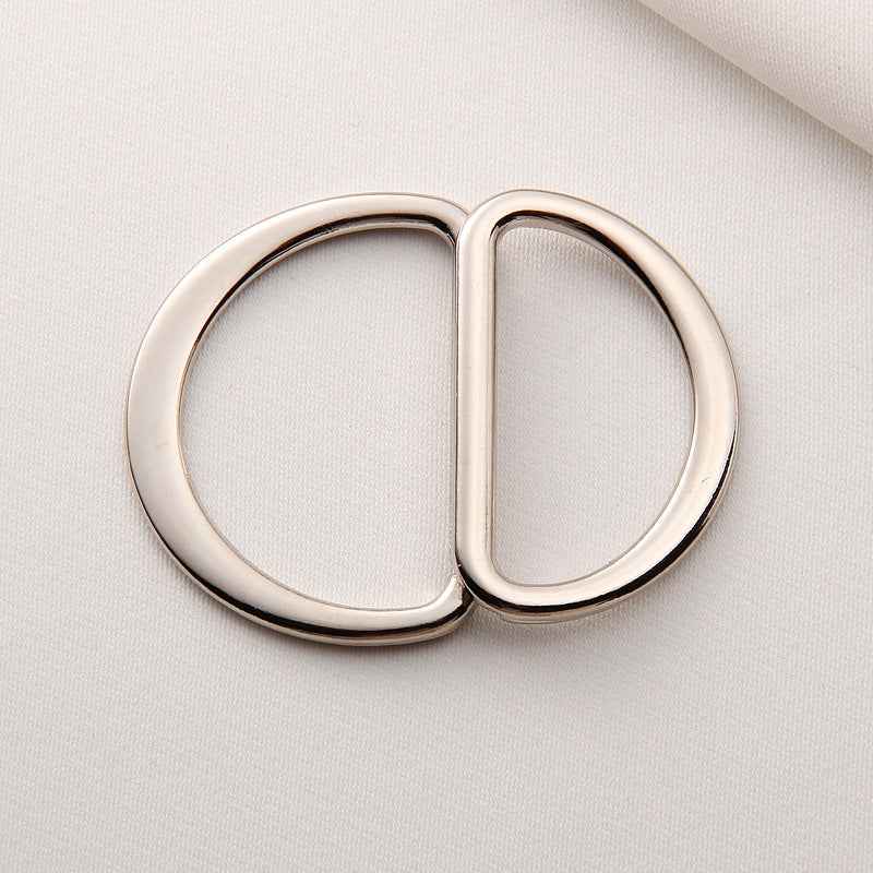Doppel-D-Ring Metall-Verschluss für Gürtelriemen, silberfarben