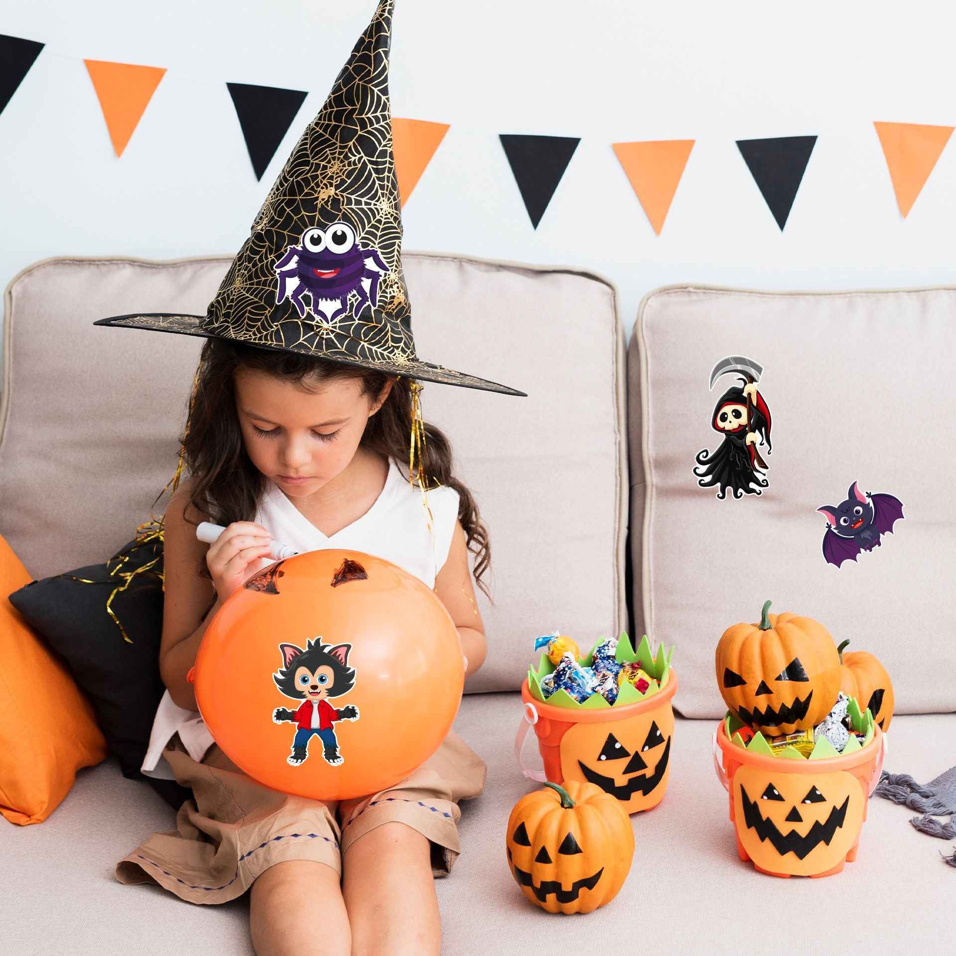 Make a Face Cartoon Spooky Halloween DIY Stickers for Kids 24 Sheets