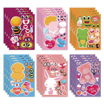 24 Sheets Valentine's Day Love You Animal Stickers for Kids