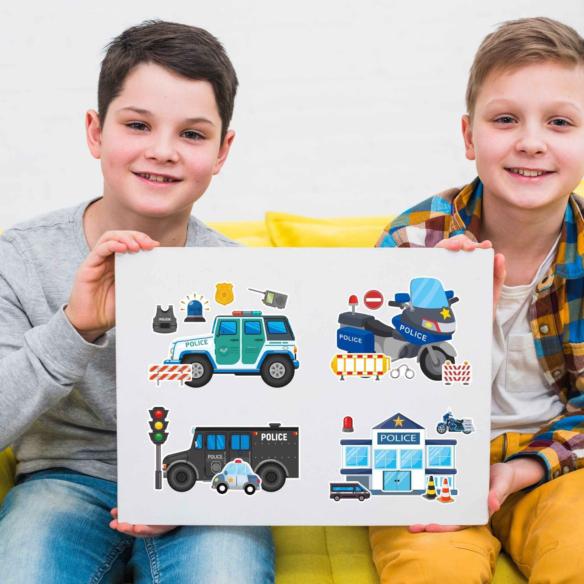 Make a Face Cartoon Police Stickers for Kids 24 Sheets