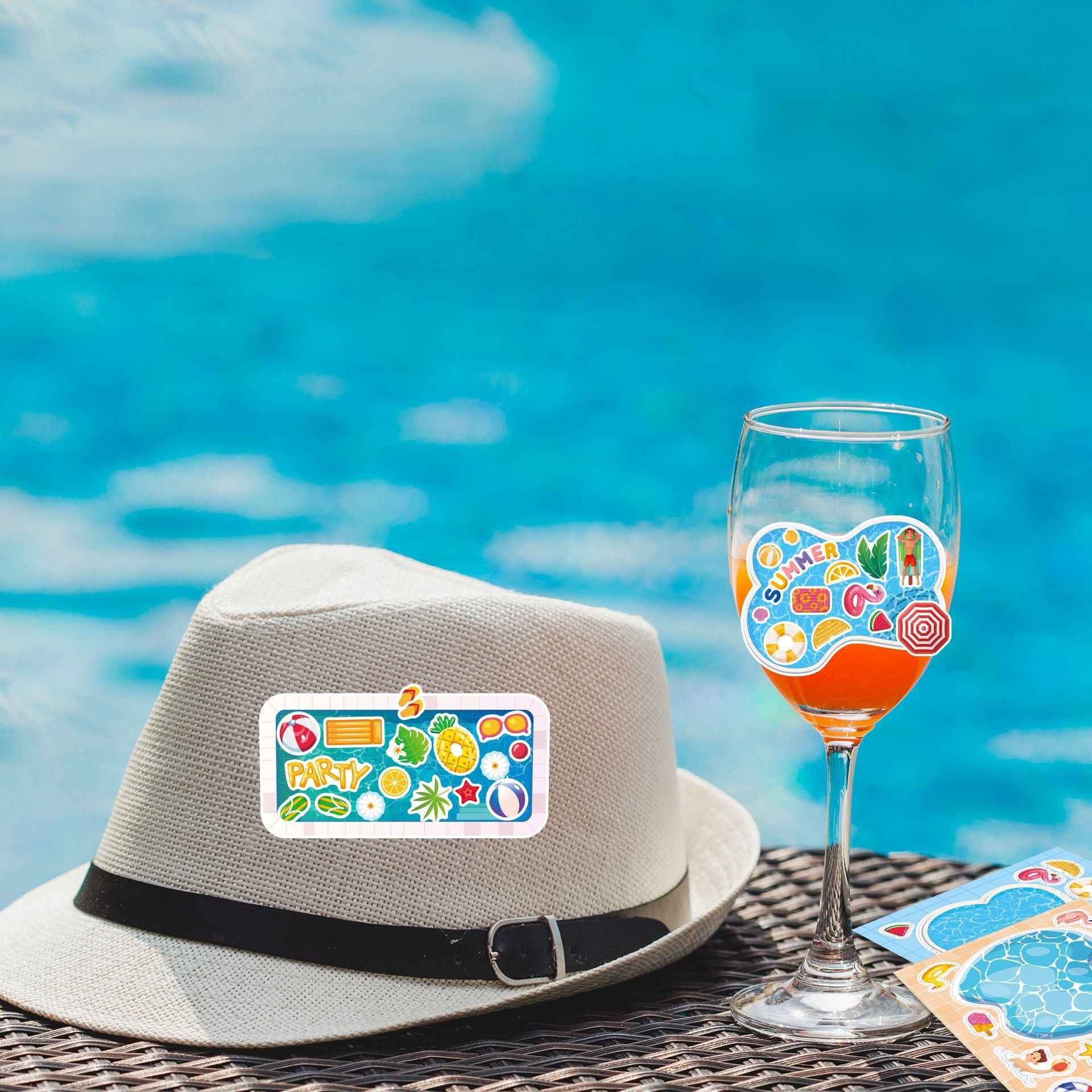 Make a Face Cartoon Summer Swimming Pool Stickers for Kids 24 Sheets