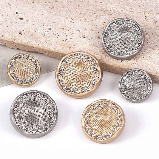 28L/36L/40L Round Mesh Rhinestone Alloy Shank Buttons 20pcs
