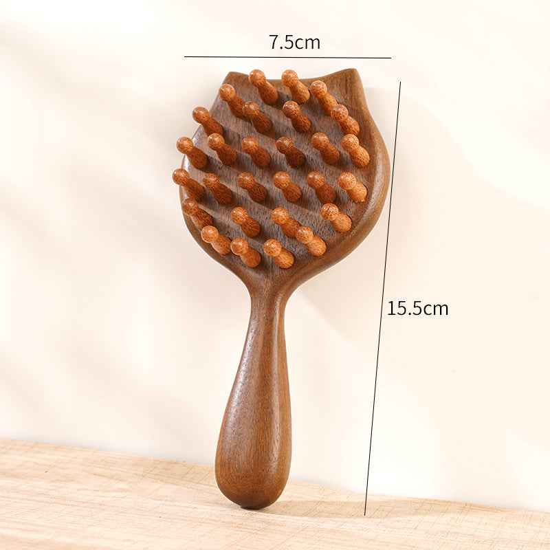 Sandalwood Hair Brush – Cat Shape Scalp Massager