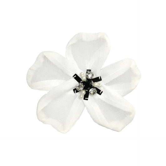 Organza White Chiffon Flower Applique 4pcs
