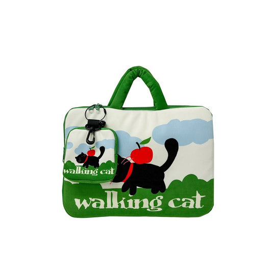 Roheline kõndiva kassi sülearvutikott 11–14 tolli 2-osaline komplekt