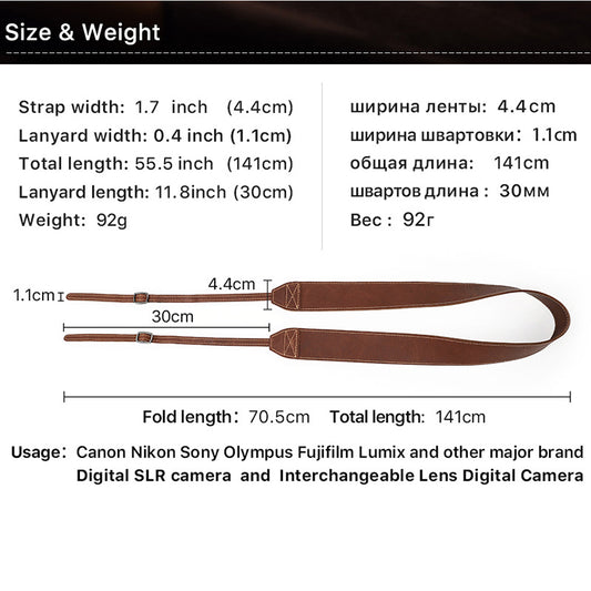 Vintage Crazy Horse Leather Camera Strap – Double-Sided