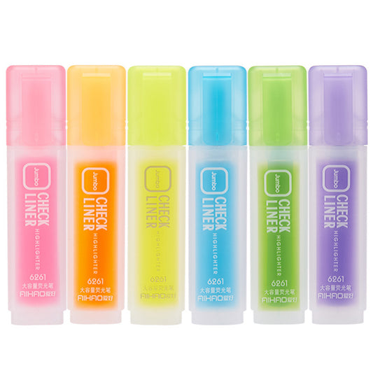 AIHAO Jumbo Check Line Highlighter Marker Pens 6 Color