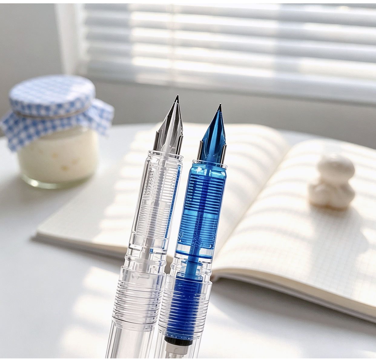 BANMI Transparent Fountain Pen for Beginner 2 Pack (EF 0.38mm & F 0.5mm)