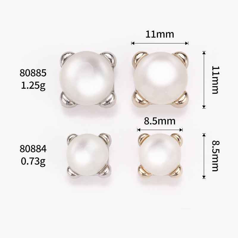 Set Perlmutternknöpfe 20er: Ø 8,5 mm und 11 mm, silber & gold Metallfarbe