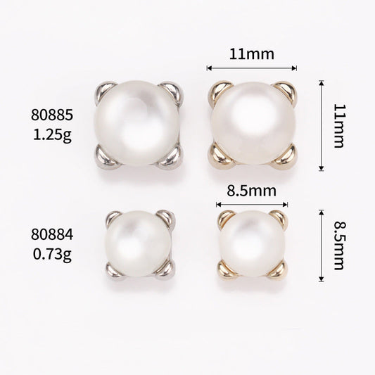 Set Perlmutternknöpfe 20er: Ø 8,5 mm und 11 mm, silber & gold Metallfarbe