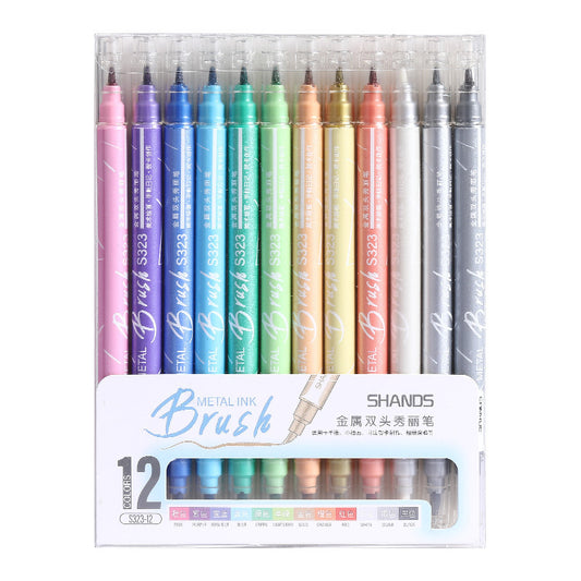 SHANDS 12 Colors Metallic Brush Marker Pens