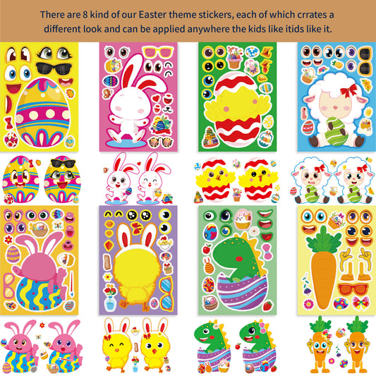 Tee kasvokarikatyyri pääsiäispupusta tee-se-itse-tarrat lapsille 24 arkkia