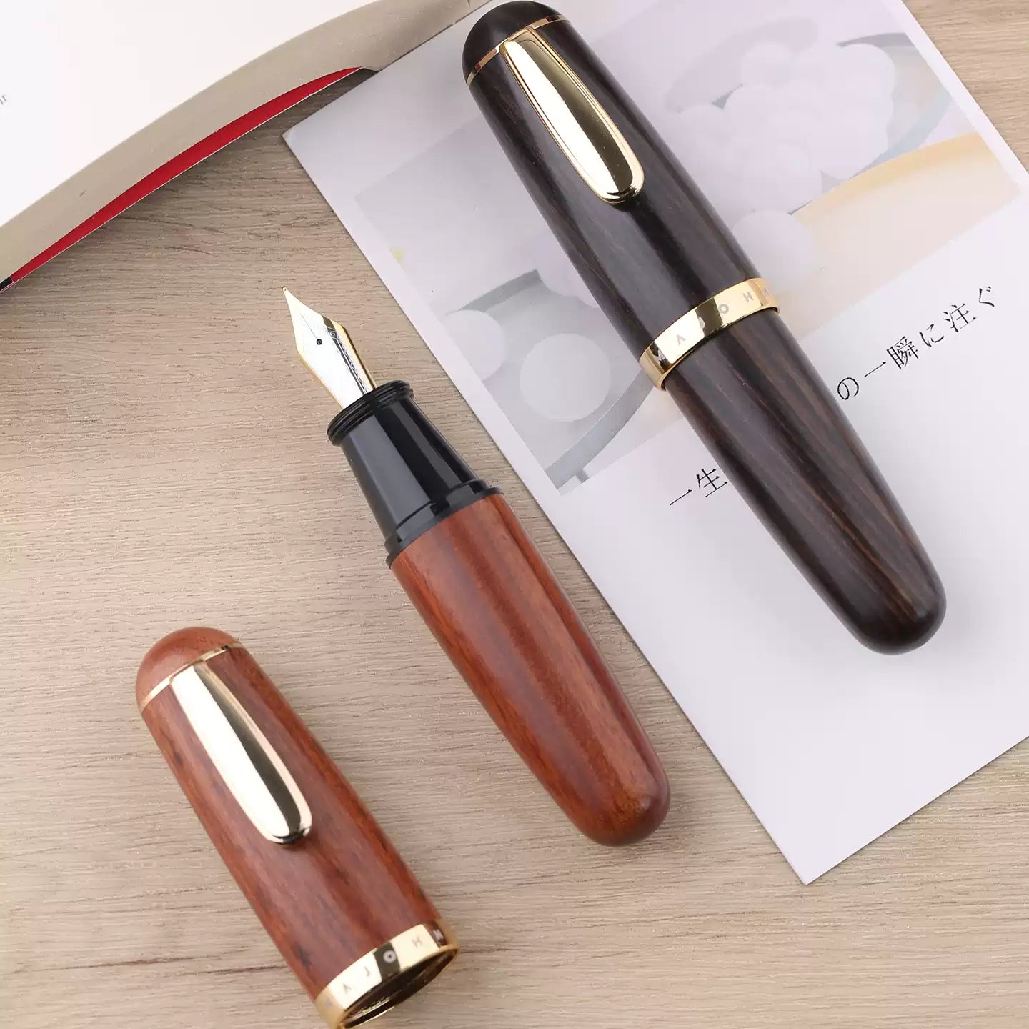 MAJOHN Q1 Solid Wood Chubby Short Fountain Pen — Cute Techo Pocket Pen