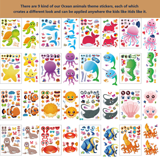 Make a Face Merenelävät Tarrat Lapsille 32 Arkkia