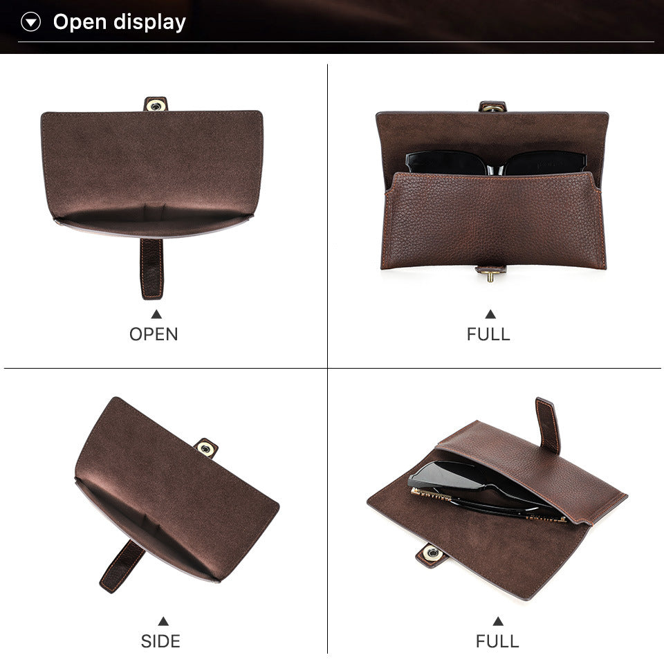 Full-Grain Leather Glasses Case – Handcrafted Magnetic Closure Sunglasses Storage Box