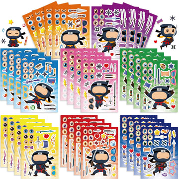 Make a Face Anime Mini Ninjas DIY Stickers for Kids 24 Sheets