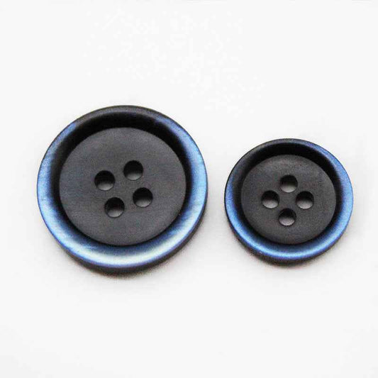 15/20mm Gradient Blue Edge Black Round 4-Hole Resin Buttons 100pcs