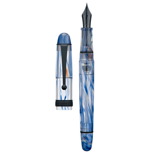 Asvine V126 Frosted Transparent Acrylic Fountain Pen | Vacuum Filling | Ink-View Barrel Blue