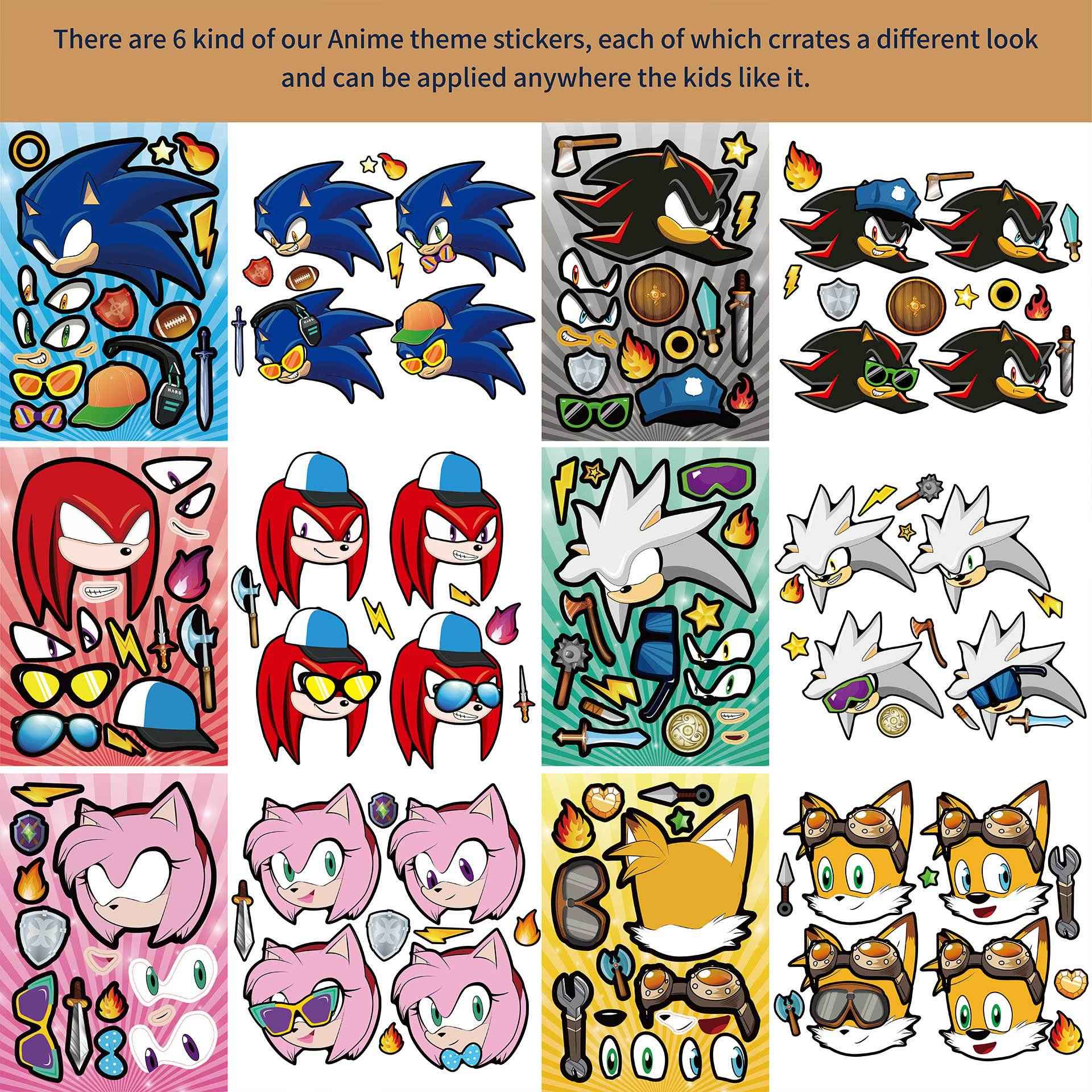 Make a Face Sonic the Hedgehog Anime Stickers for Kids 30 Sheets