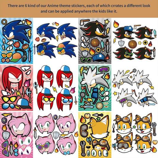 Make a Face Sonic the Hedgehog Anime Stickers for Kids 30 Sheets