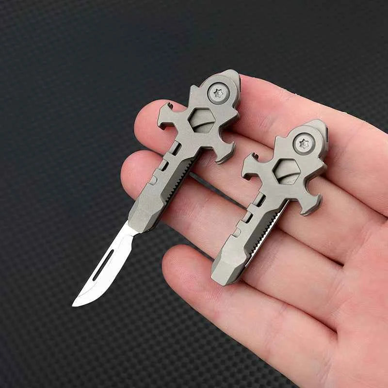 Titanium Multi-Tool EDC Bottle Opener Box Cutter M3/M4 Wrench