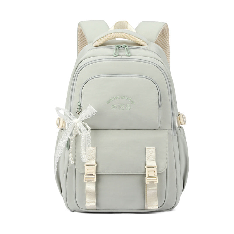 Large Capacity School Backpack for Teen Girls – Lightweight Oxford Fabric Daypack Light Green Grey