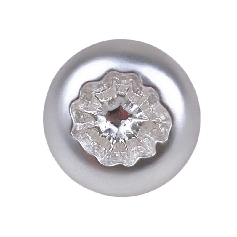 Silberfarbener Vintage Resin-Metalknopf, 18/23 mm, rund, Sternrelief vorn
