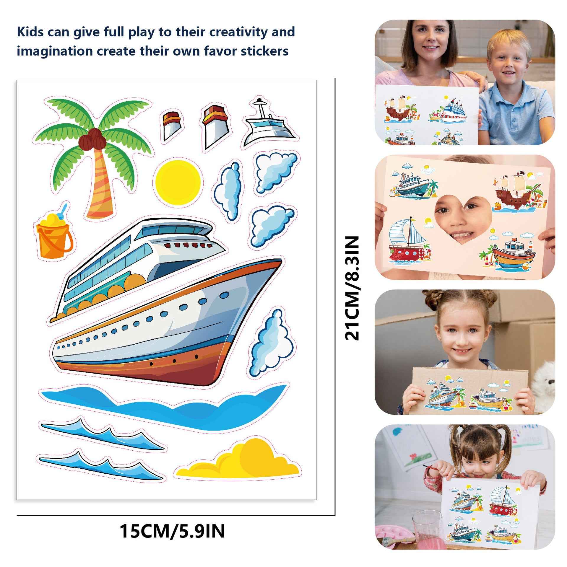 Make a Face Ship Yacht Stickers for Kids 24 Sheets