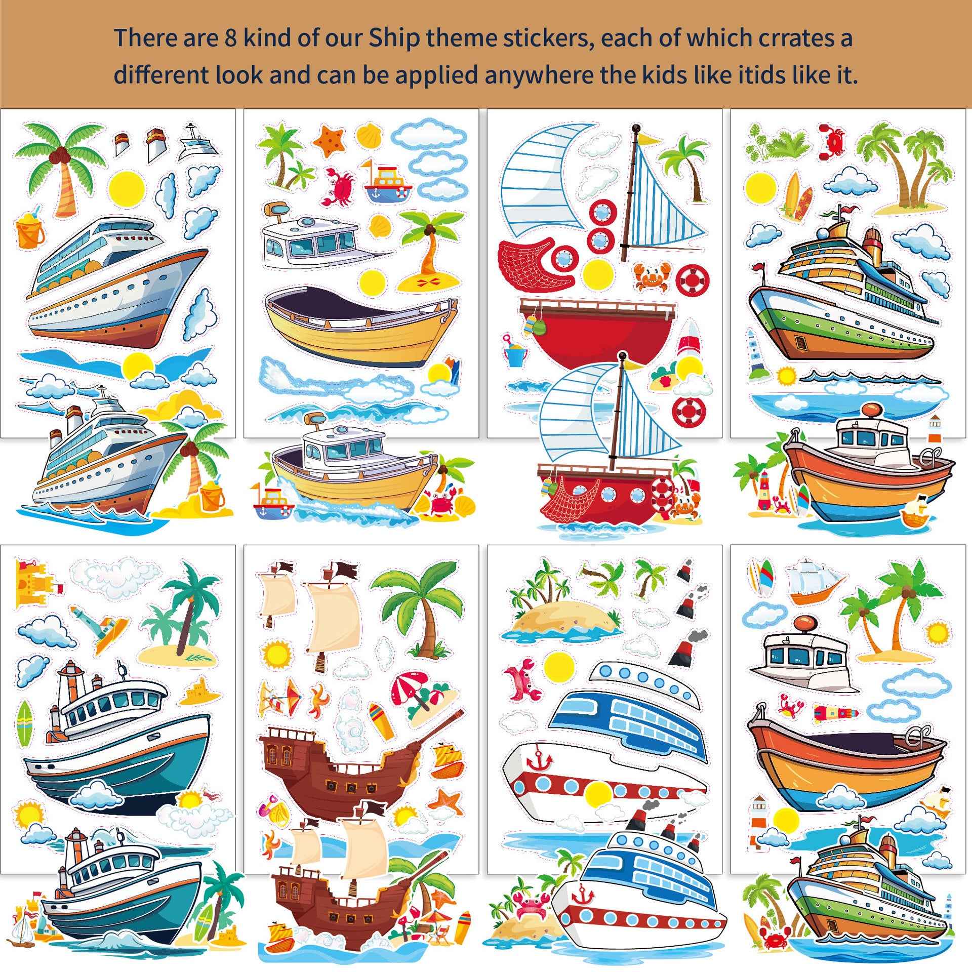 Make a Face Ship Yacht Stickers for Kids 24 Sheets