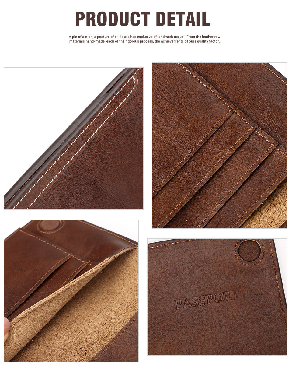Top Grain Leather Passport Holder Travel Document Wallet