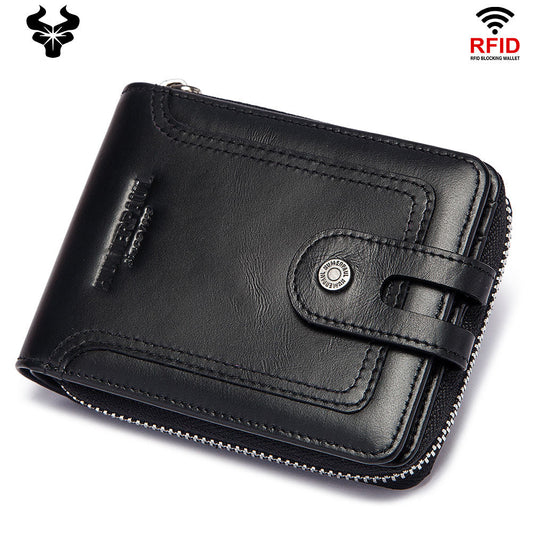 Men's Vintage RFID Genuine Leather Wallet – Short Black