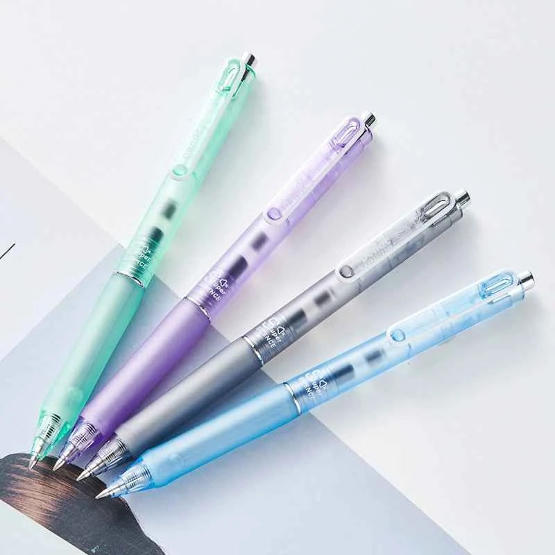 Japanese Penac Silent 0.5MM Click Gel Pen 4 Pack Transparent Barrel
