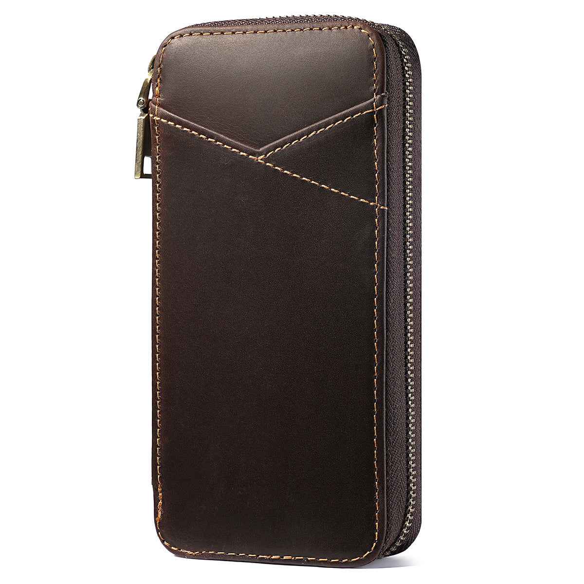 Leather Pencil Case – Handmade Zipper Pen Pouch with 7 Organized Slots