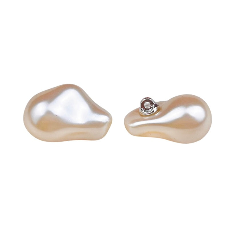 High-gloss peanut pearl cheongsam buttons, Light Pink; with metal shank backing