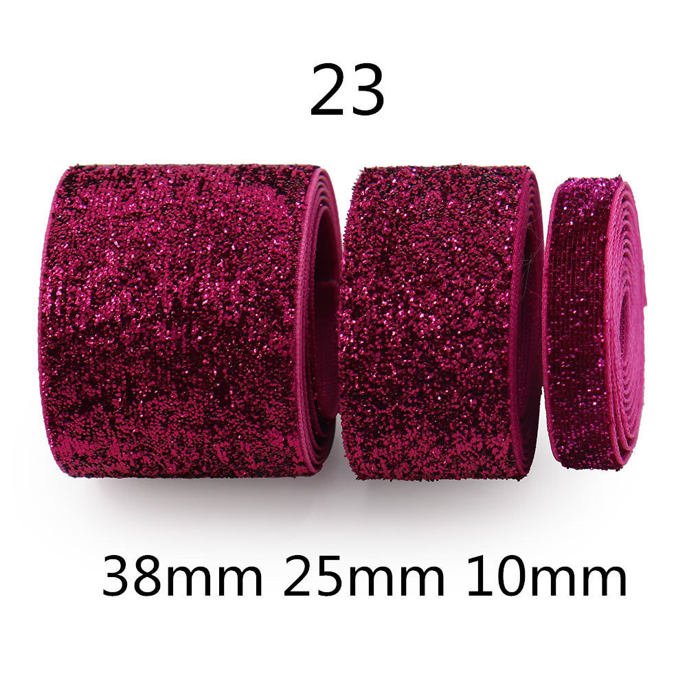 Gradient chenille sparkle ribbon, Style 23 magenta: 38mm, 25mm, 10mm