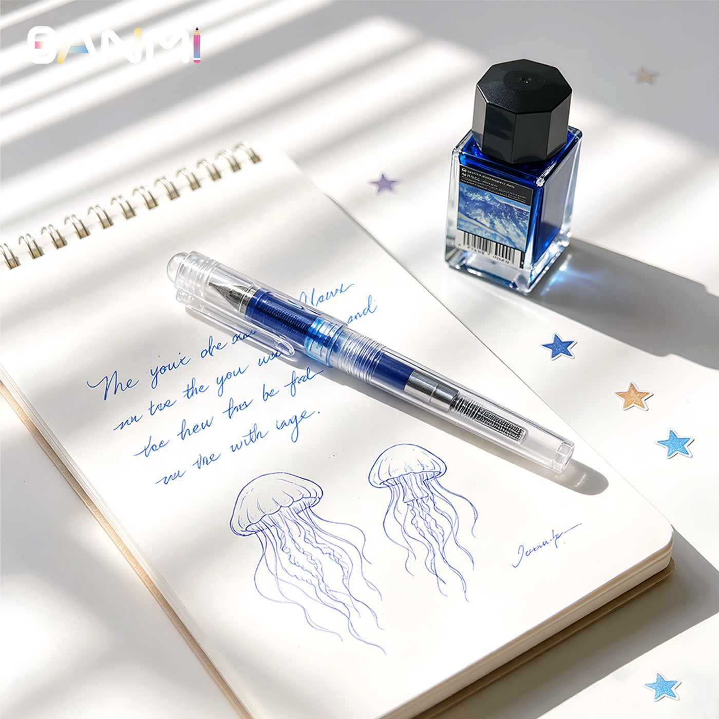 BANMI Transparent Fountain Pen for Beginner 2 Pack (EF 0.38mm & F 0.5mm)