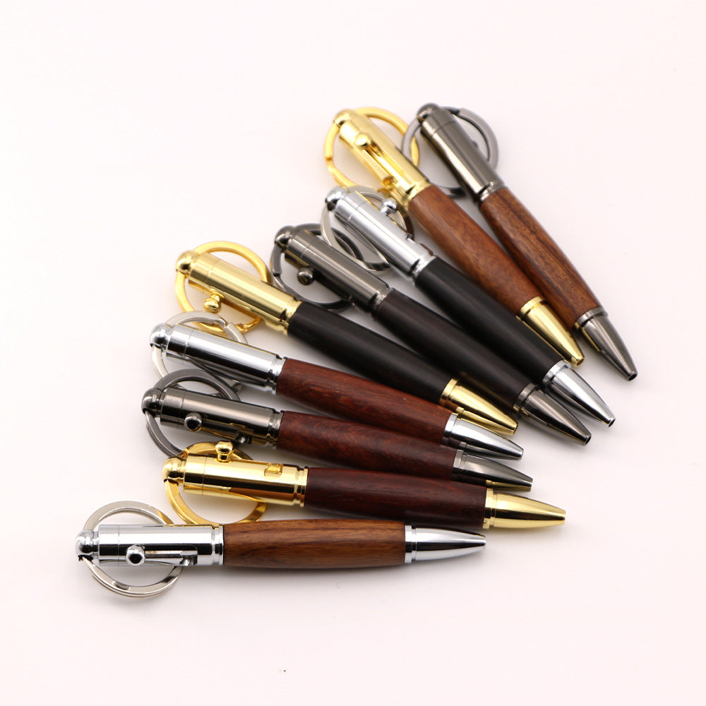 Bolt Action Keychain Wood & Metal Ballpoint Pen