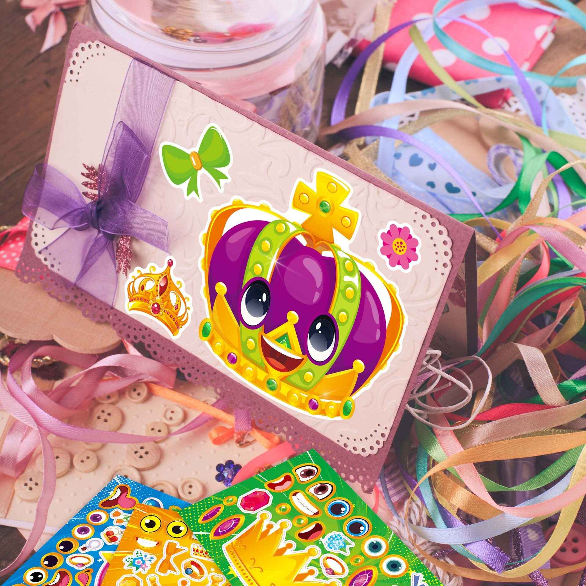 Make a Face Cartoon Crown DIY Stickers for Kids 24 Sheets