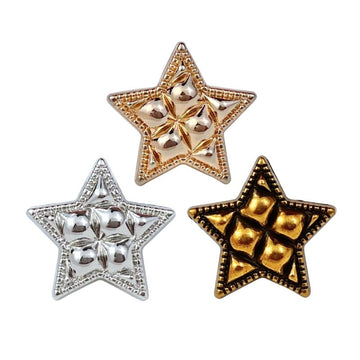 Star metal buttons, gold tone, 18/20/23mm, 20pcs