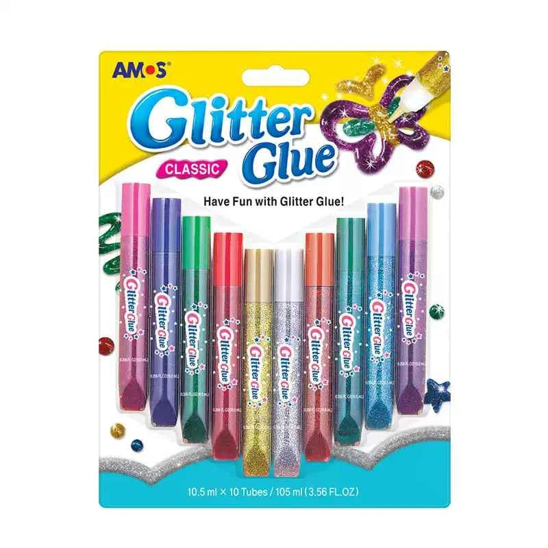 AMOS Classic Glitter Glue, 5/10 Colour Set