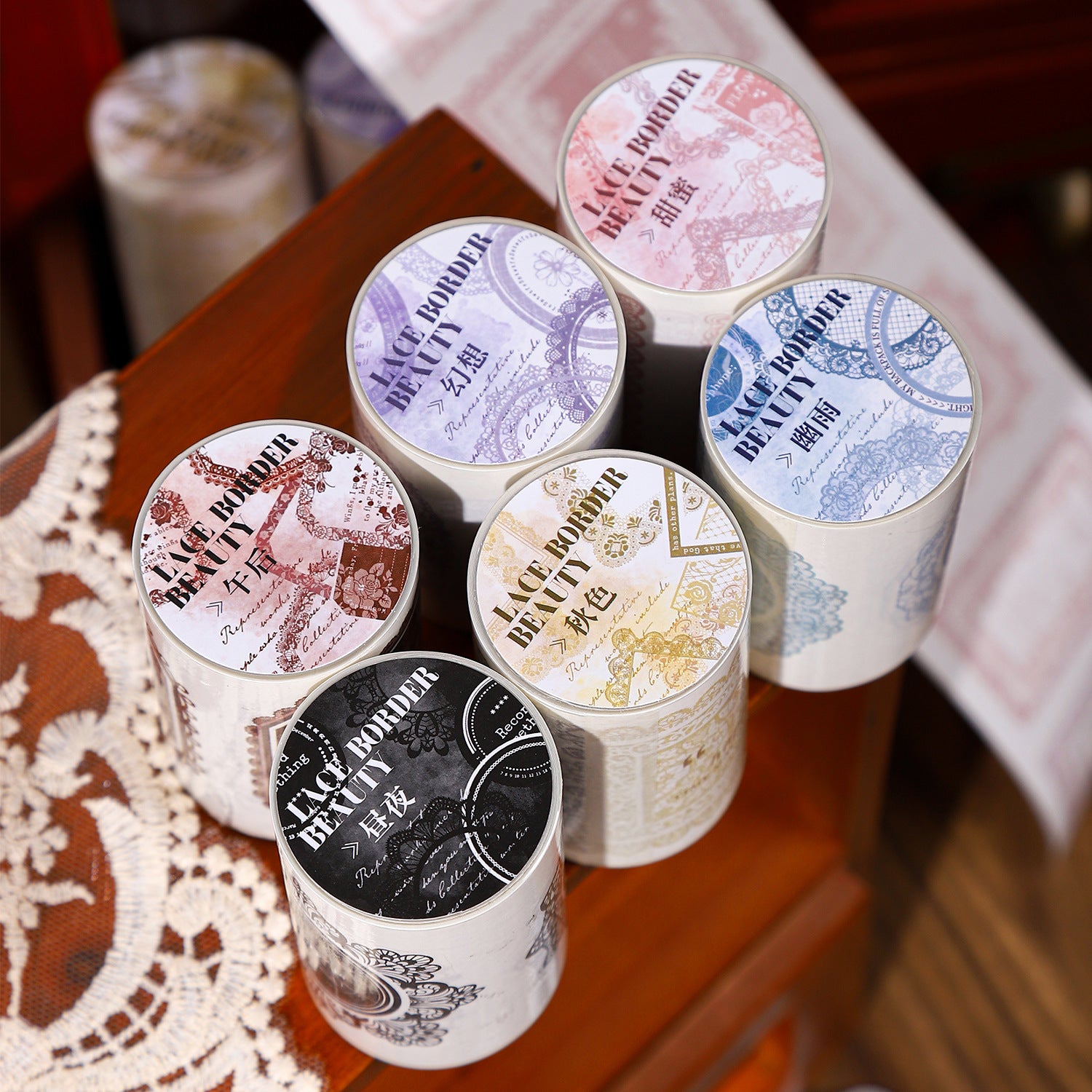 6 Roll Lace Border Washi Tape Set 65mm x 2m