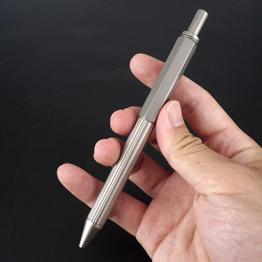 Titanium Alloy Retractable Metal Ballpoint Pen | Black Ink | 31g | 14cm