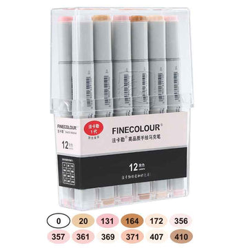 FINECOLOUR EF100 Skin Tone Alcohol Marker Set 12/24/36 Colors 12 Color