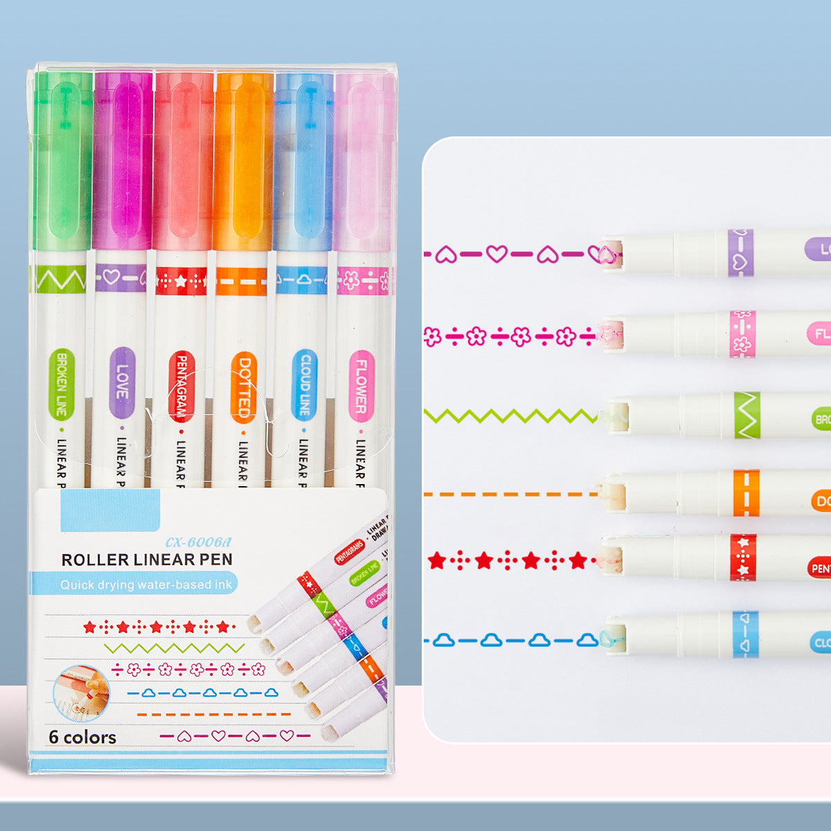 18-Pack Floral Outline Marker Colorful Curve Pens