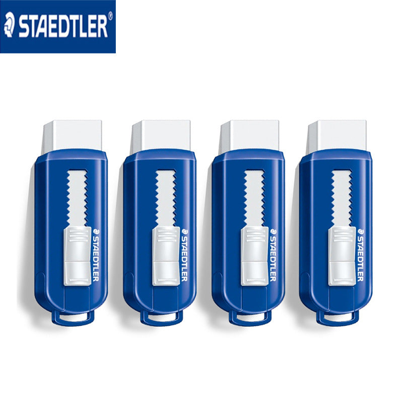 Staedtler Sliding Eraser with Plastic Sleeve,Blue 4 Pack