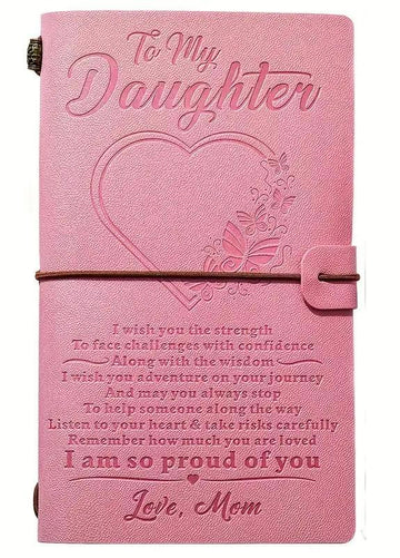 Till min dotters gåva - Rosa läderanteckningsbok från mamma