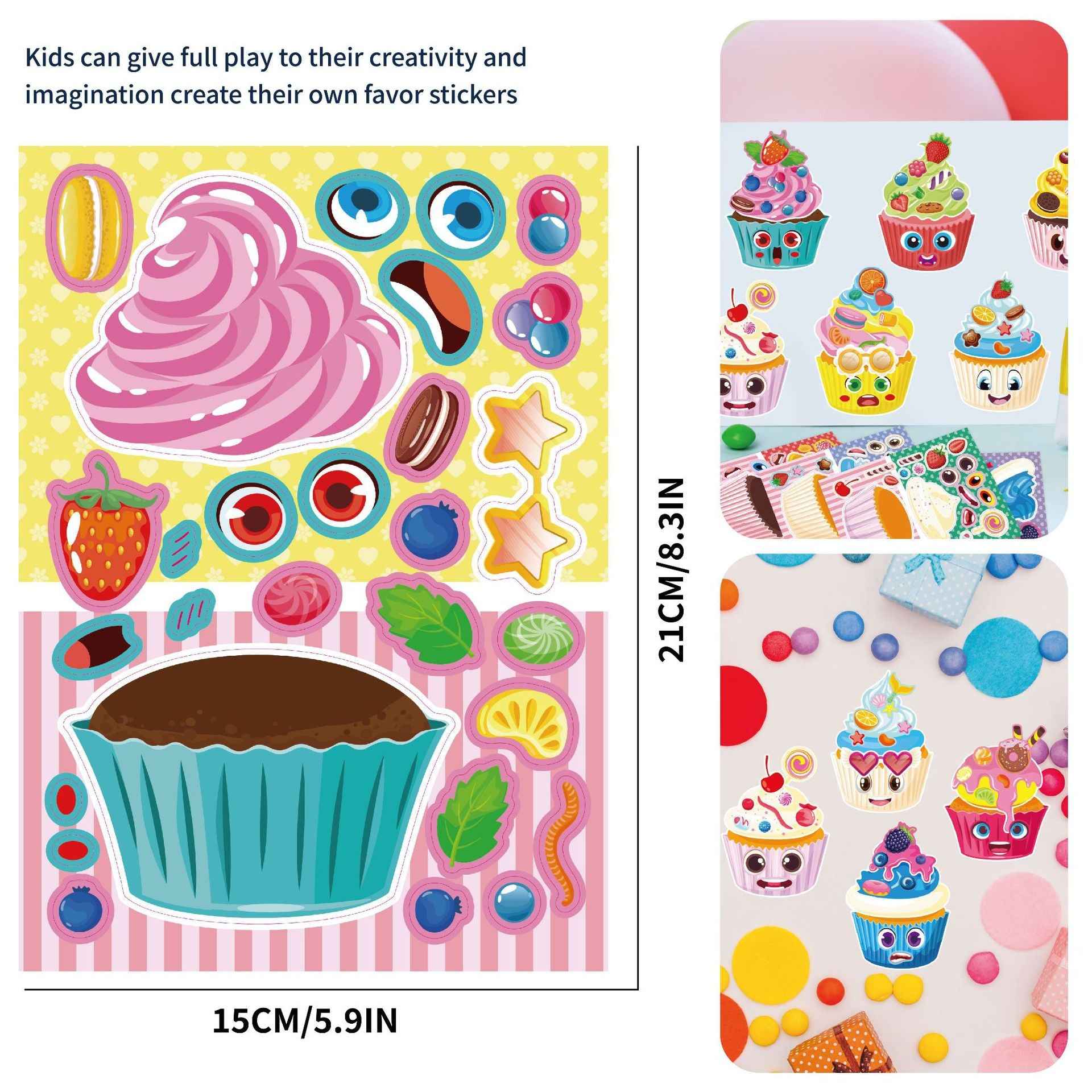 Make a Face Ice Cream Stickers for Kids 24 Sheets