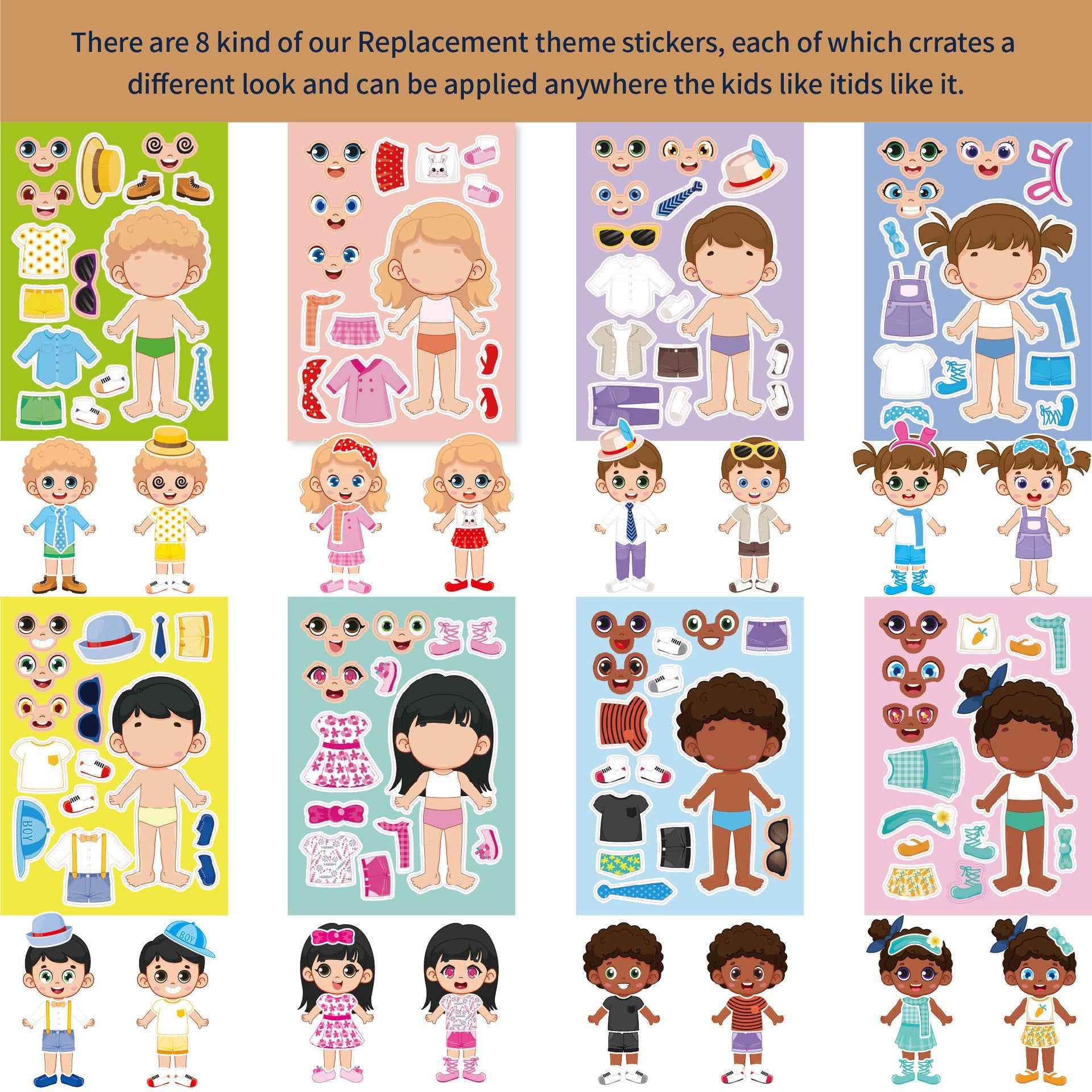 Make a Face Boys and Girls Stickers for Kids 24 Sheets